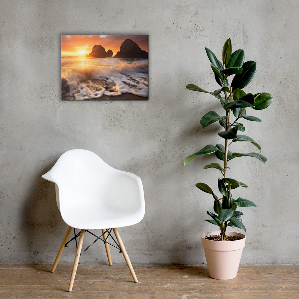 Serenity by the Shore: Sunset Seascape Canvas Print