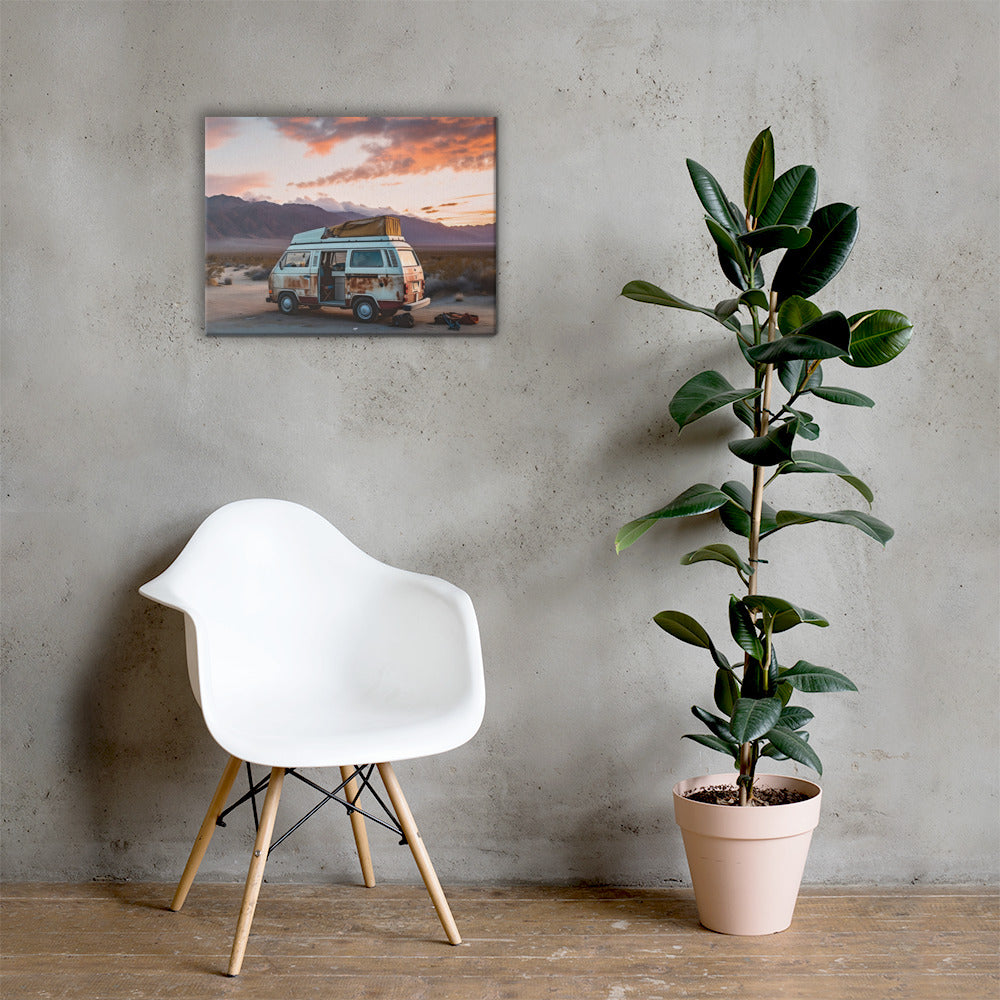 Roaming Serenity: Camper Landscape Canvas Print