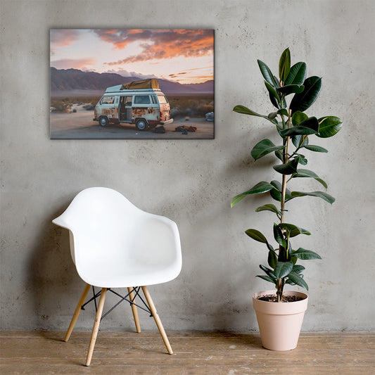 Roaming Serenity: Camper Landscape Canvas Print